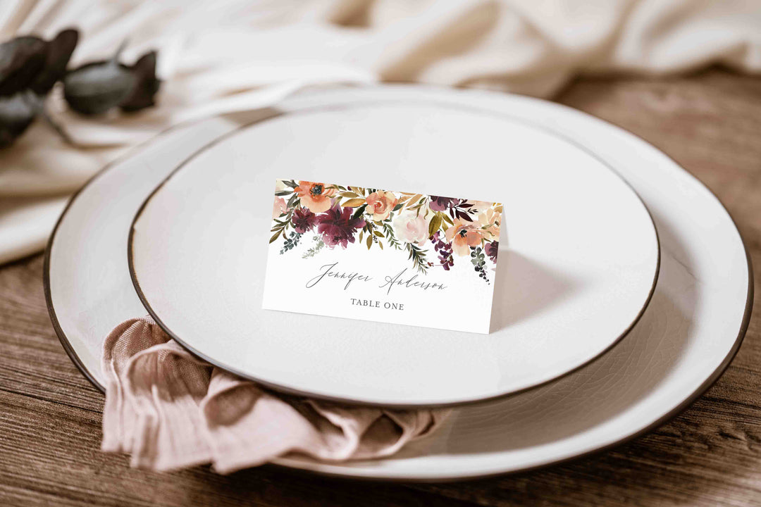 Romance Blush Wedding Place Card Printable