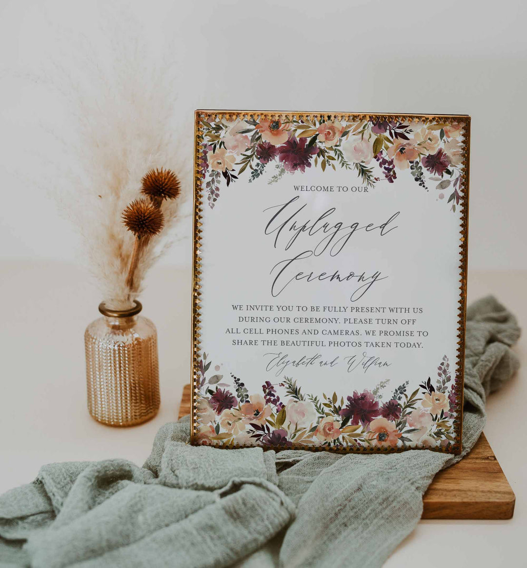Romance Blush Wedding Unplugged Ceremony Sign Printable
