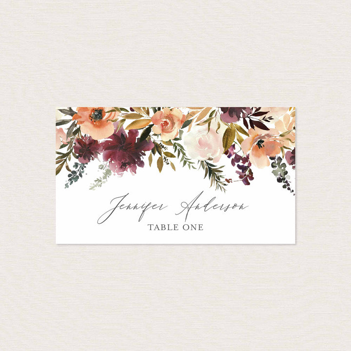 Romance Blush Wedding Place Card Printable