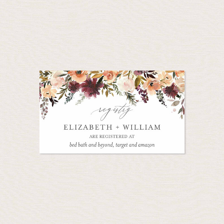 Romance Blush Wedding Registry Card Printable