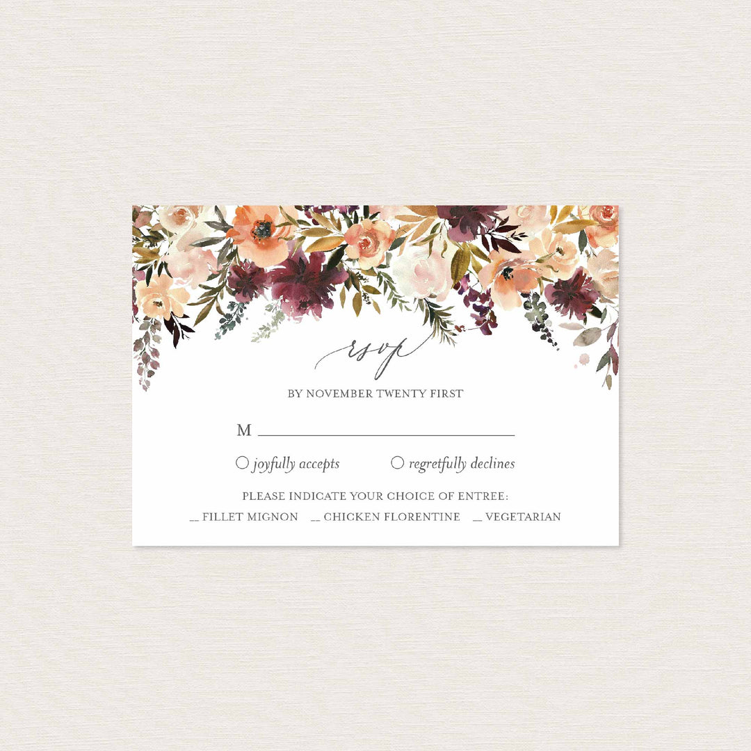 Romance Blush Wedding RSVP Card Printable