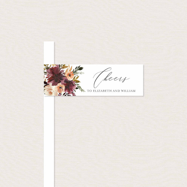 Romance Blush Wedding Straw Flag Printable