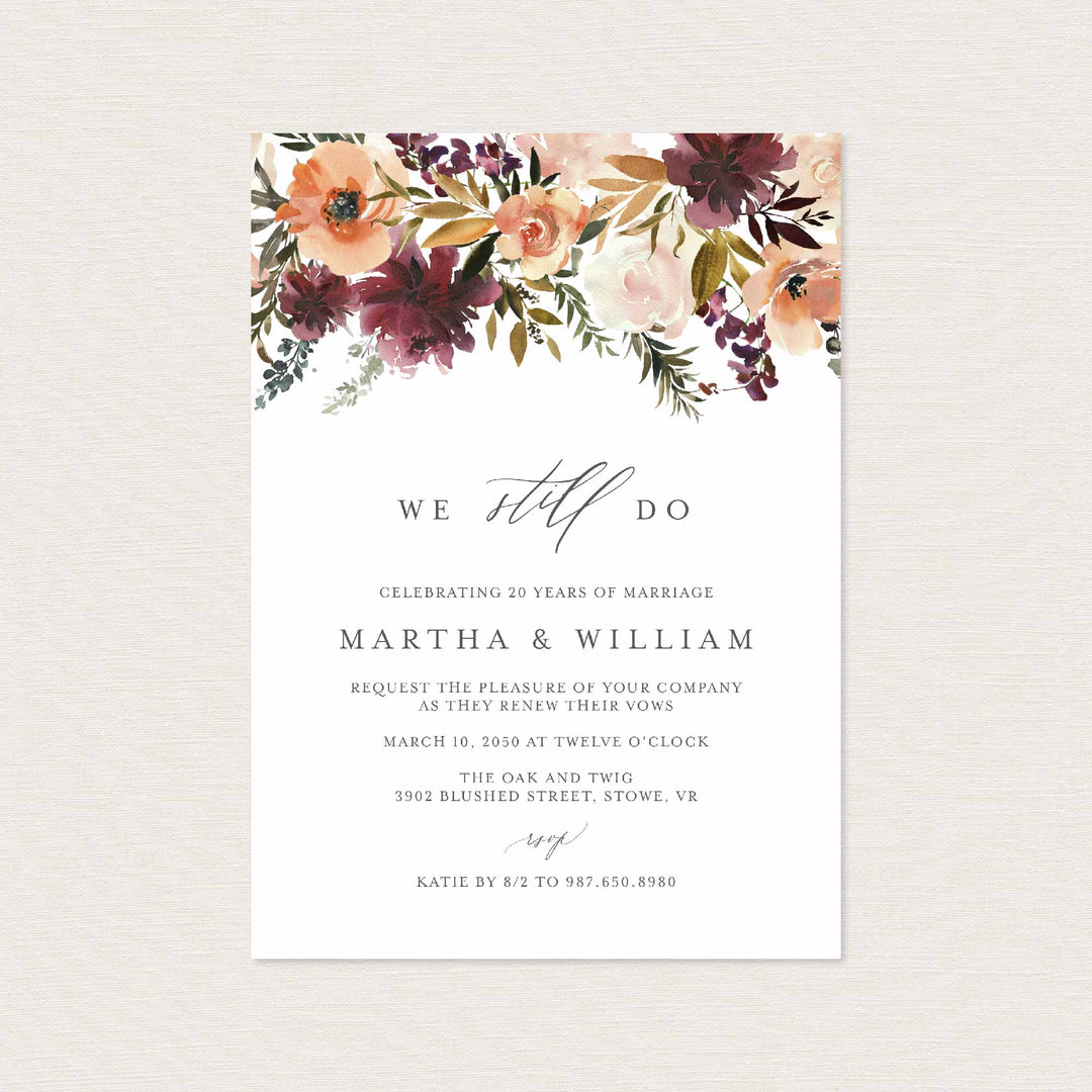 Romance Blush Wedding Vow Renewal Invitation Printable