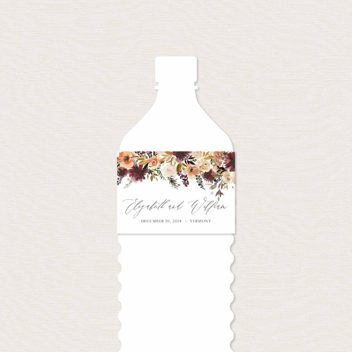 Romance Blush Wedding Water Bottle Label Printable