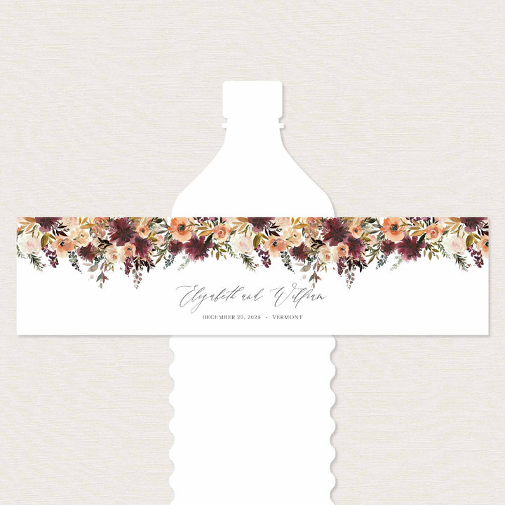 Romance Blush Wedding Water Bottle Label Printable