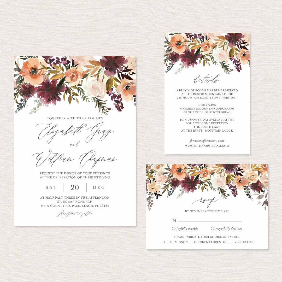 Romance Blush Wedding Suite Printable