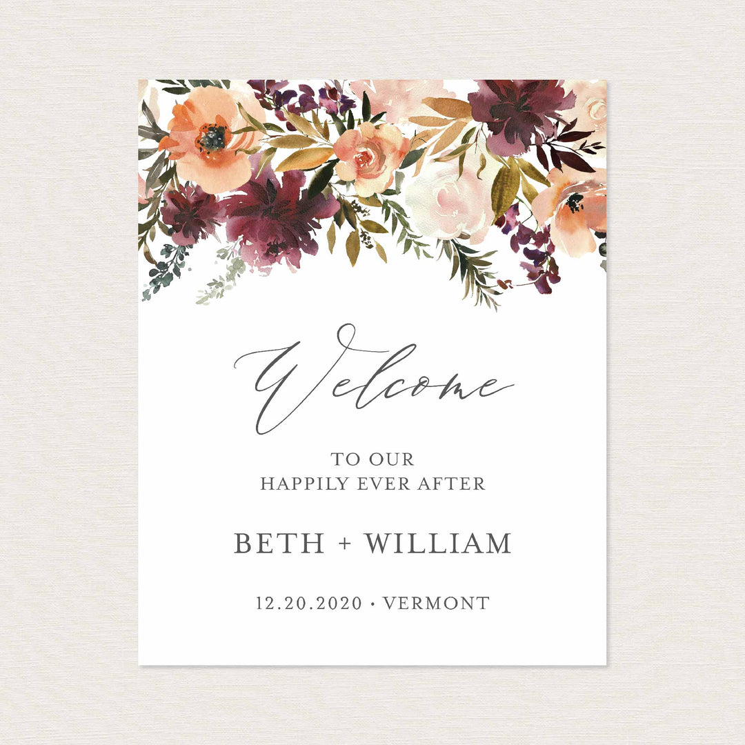 Romance Blush Wedding Welcome Sign Printable