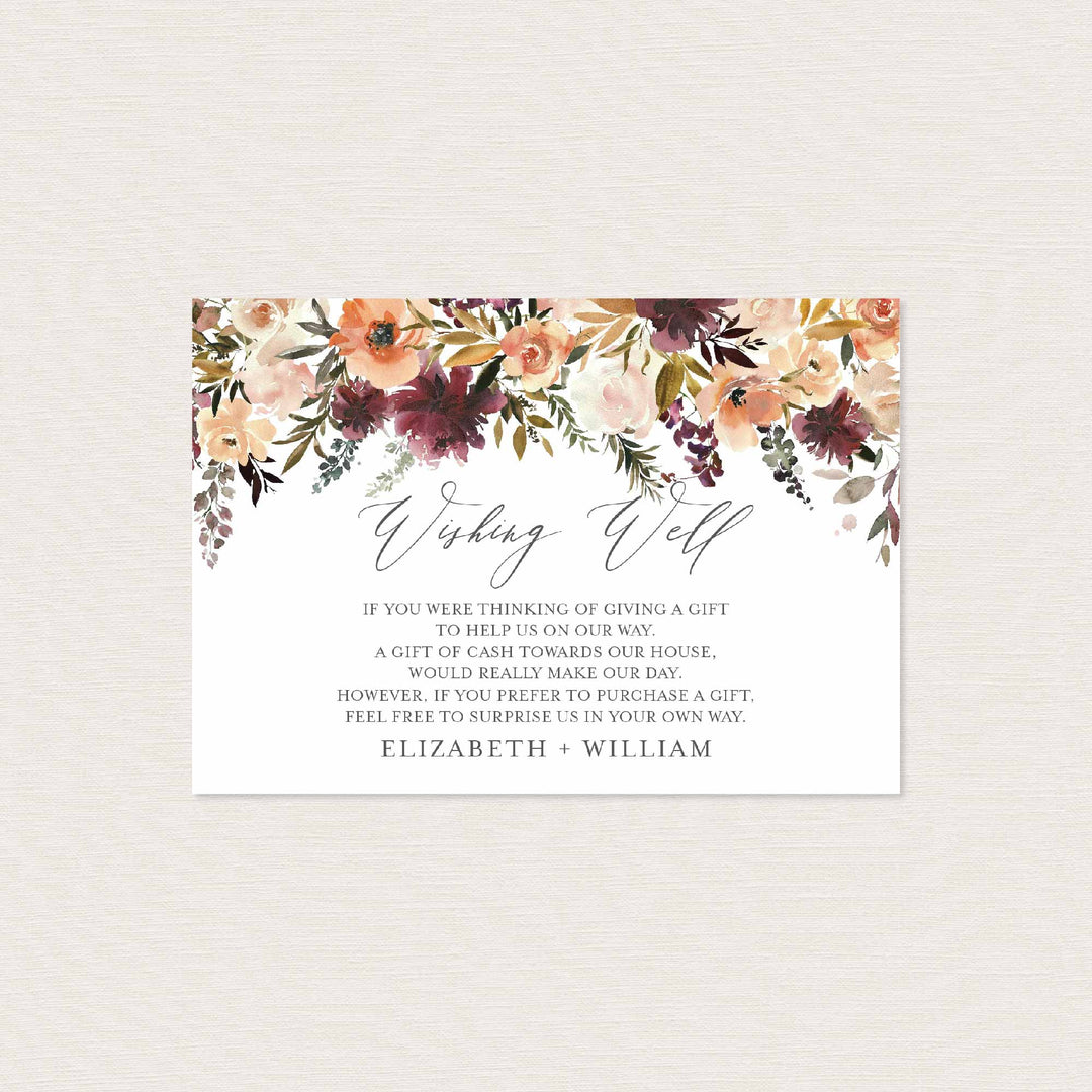 Romance Blush Wedding Wishing Well Card Printable