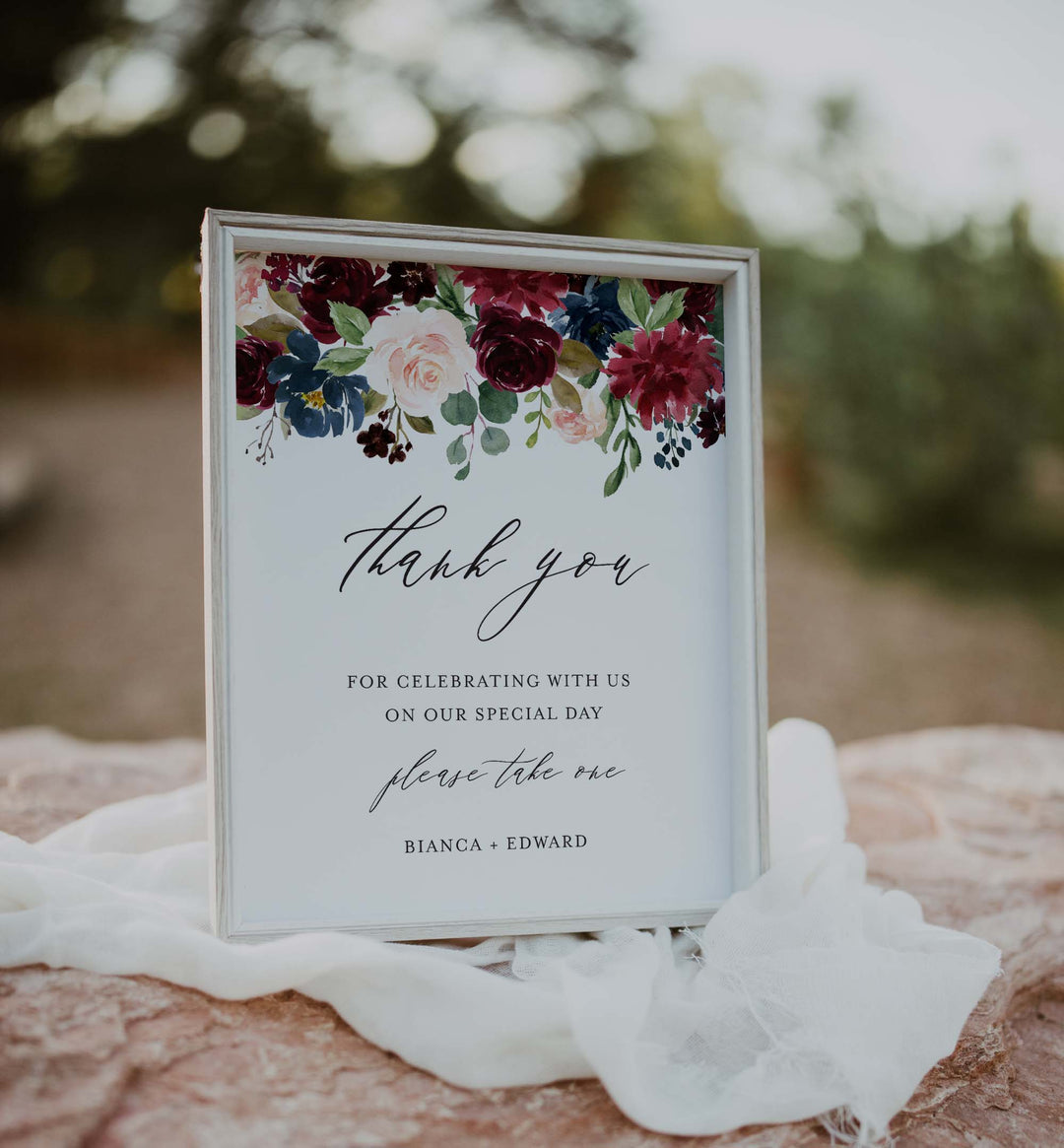 Burgundy Navy Wedding Favours Sign Printable