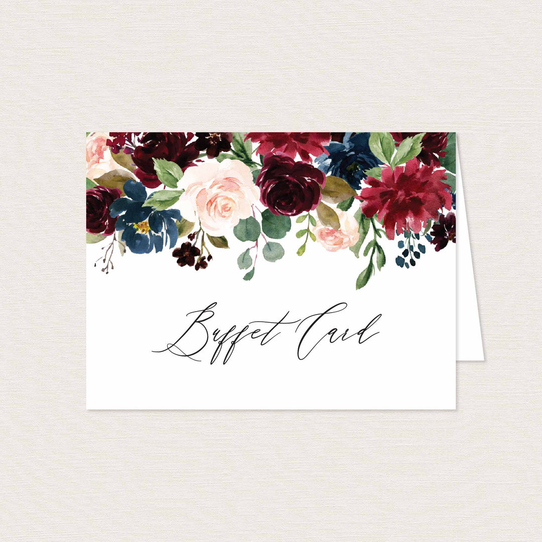 Burgundy Navy Wedding Buffet Card Printable