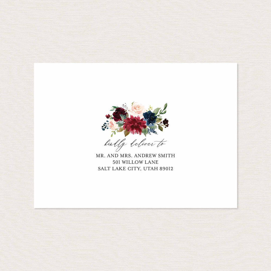 Burgundy Navy Wedding Envelope Addressing Printable