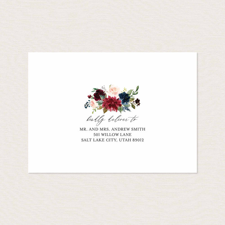 Burgundy Navy Wedding Envelope Addressing Printable