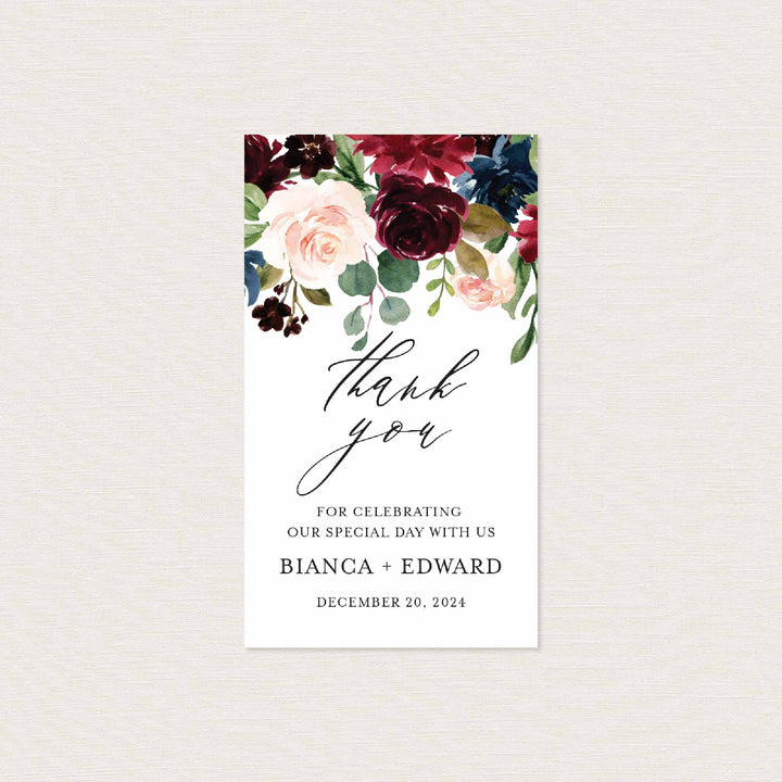 Burgundy Navy Wedding Favour Tag Printable