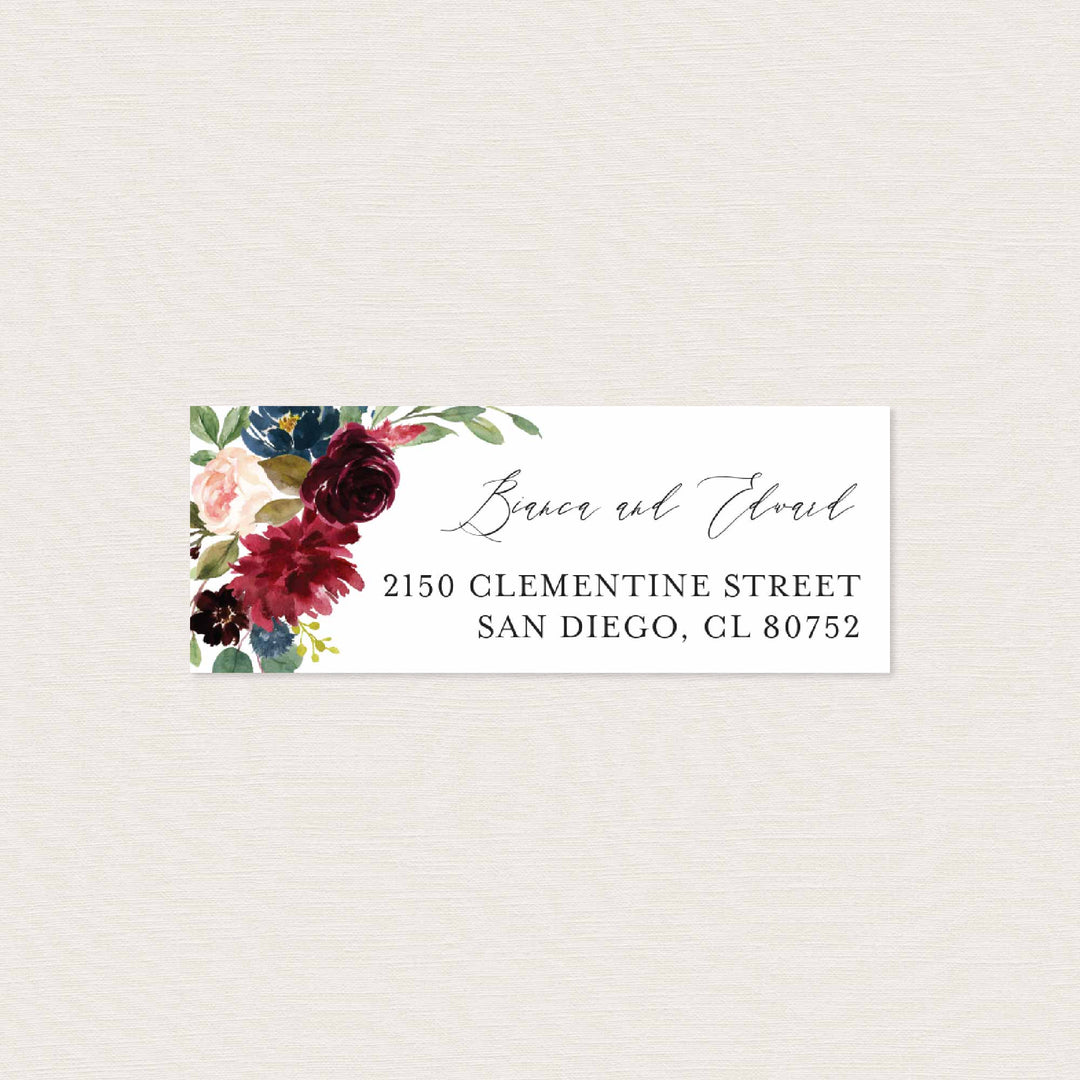 Burgundy Navy Wedding Return Address Label Printable