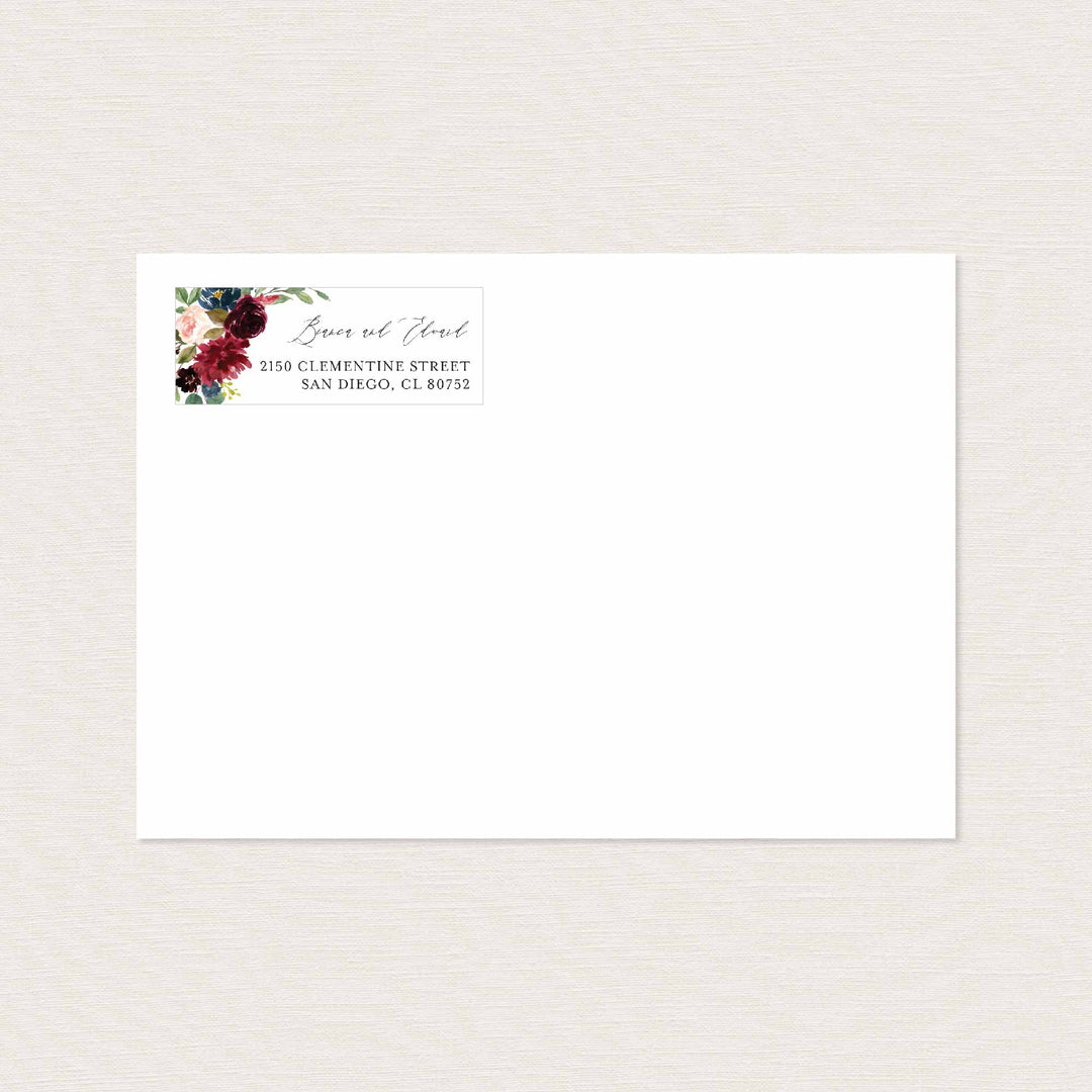 Burgundy Navy Wedding Return Address Label Printable