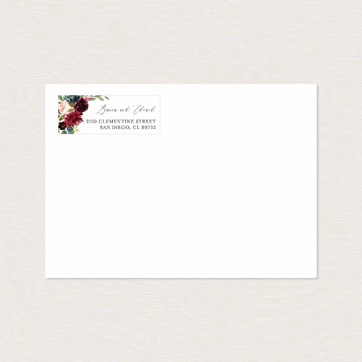 Burgundy Navy Wedding Return Address Label Printable