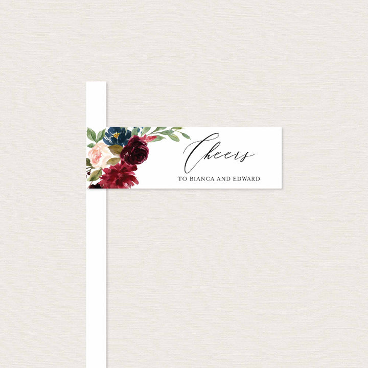 Burgundy Navy Wedding Straw Flag Printable