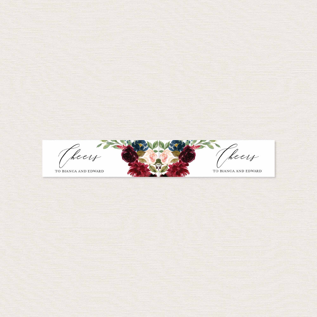 Burgundy Navy Wedding Straw Flag Printable