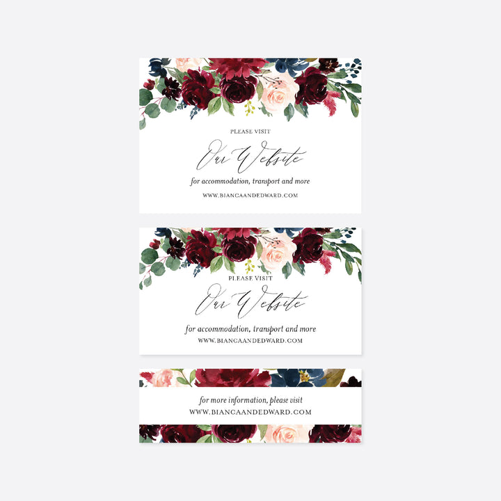 Burgundy Navy Wedding Website Card Printable