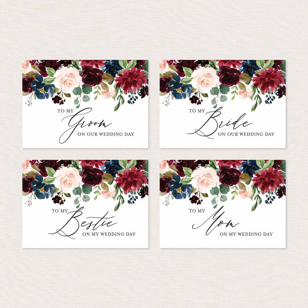 Burgundy Navy Wedding Day Card Printable