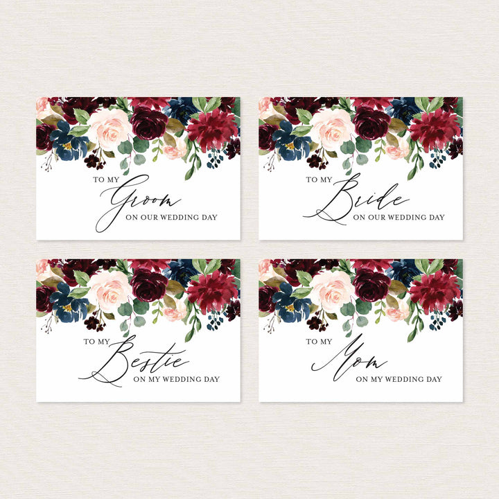 Burgundy Navy Wedding Day Card Printable