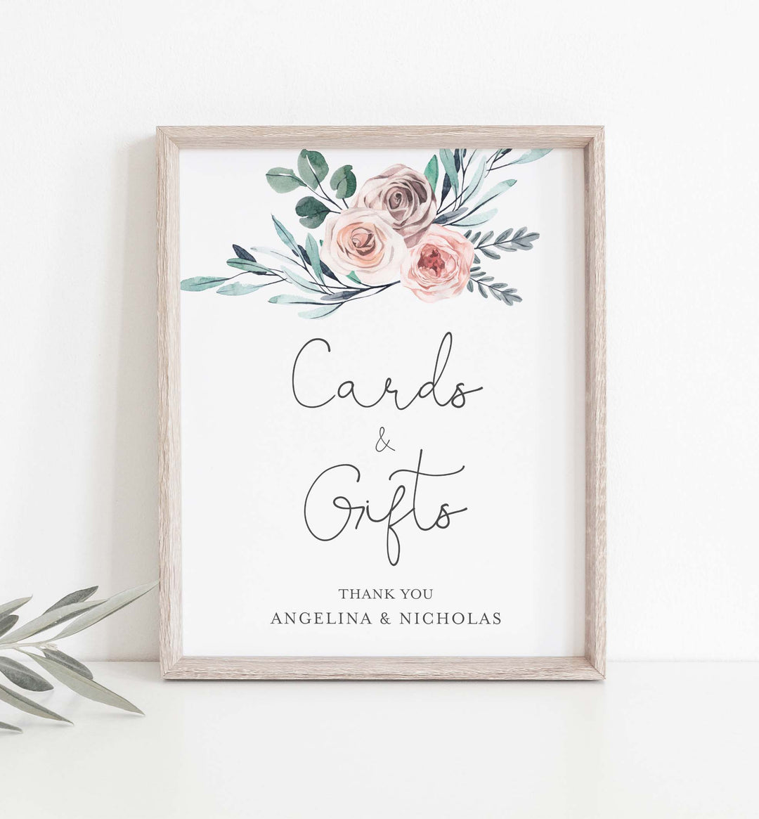 Boho Rose Wedding Cards and Gifts Sign Printable