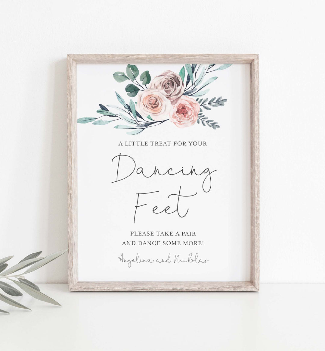 Boho Rose Wedding Dancing Shoes Sign Printable