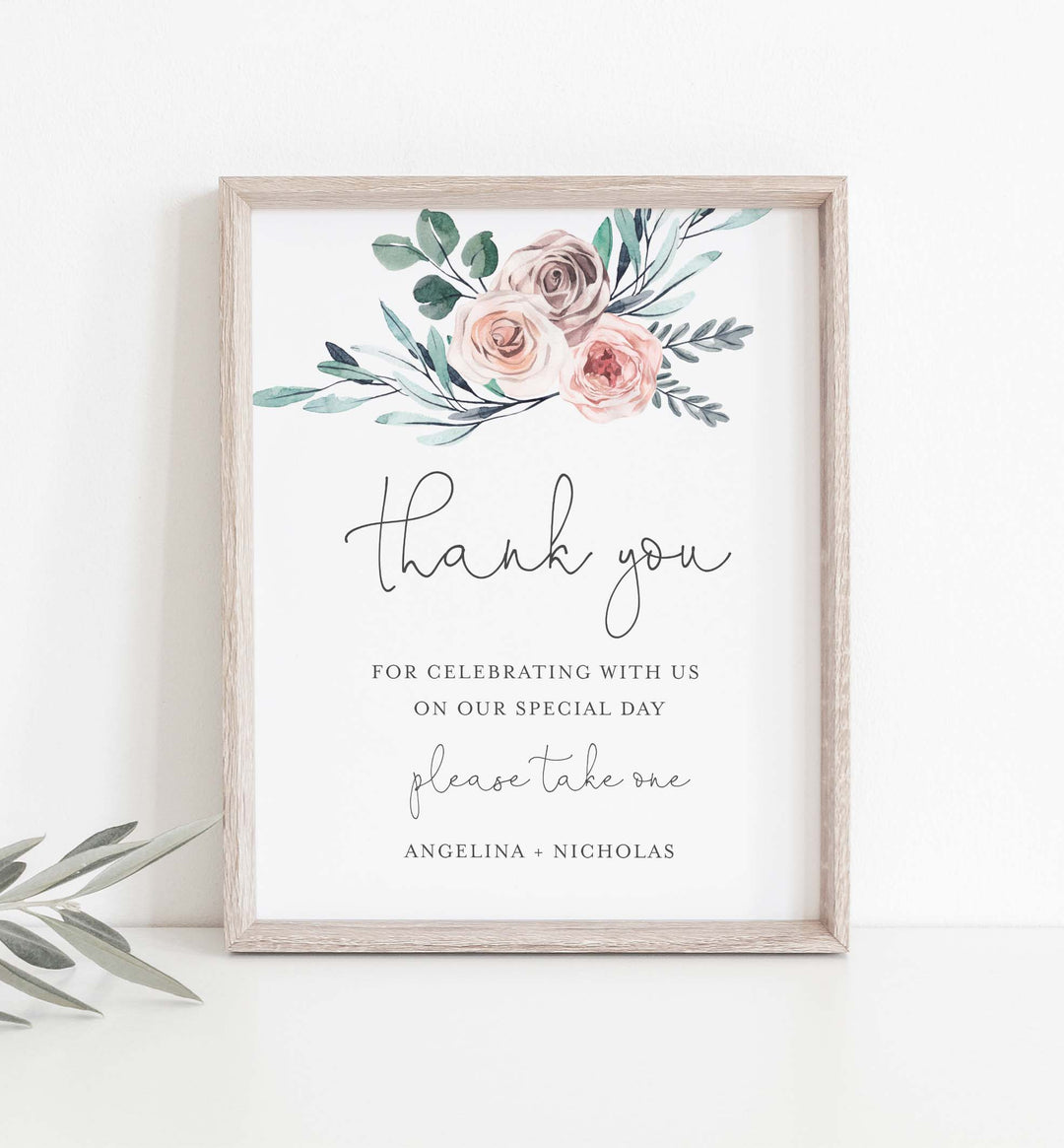 Boho Rose Wedding Favours Sign Printable