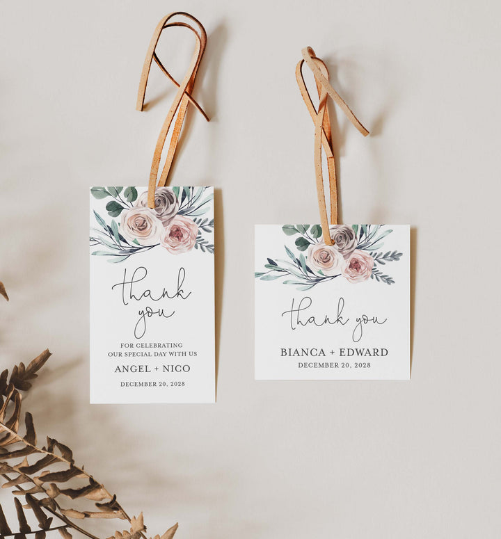 Boho Rose Wedding Favour Tag Printable