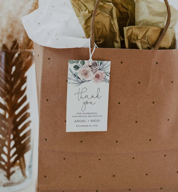 Boho Rose Wedding Favour Tag Printable