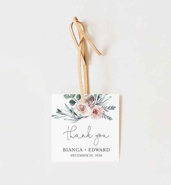 Boho Rose Wedding Favour Tag Printable