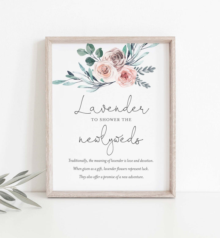 Boho Rose Wedding Lavender Toss Sign Printable