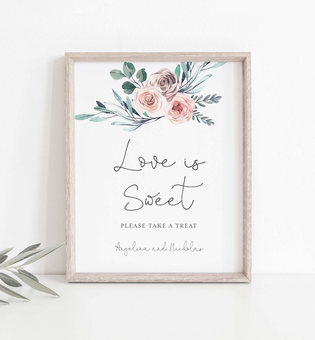 Boho Rose Wedding Love Is Sweet Sign Printable