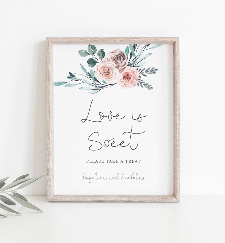 Boho Rose Wedding Love Is Sweet Sign Printable