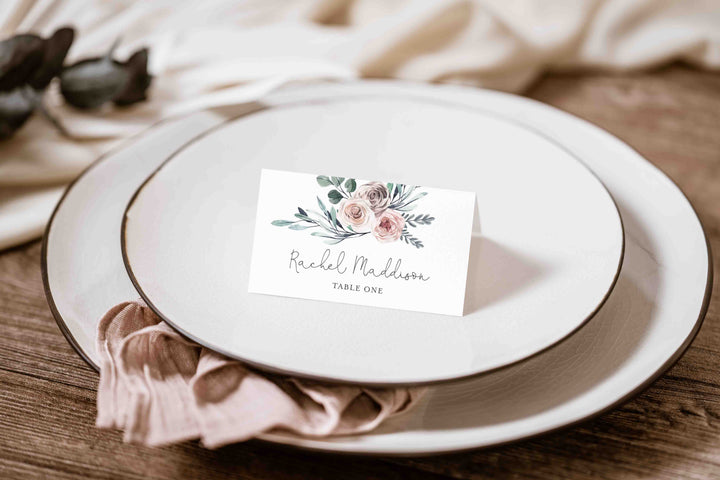 Boho Rose Wedding Place Card Printable