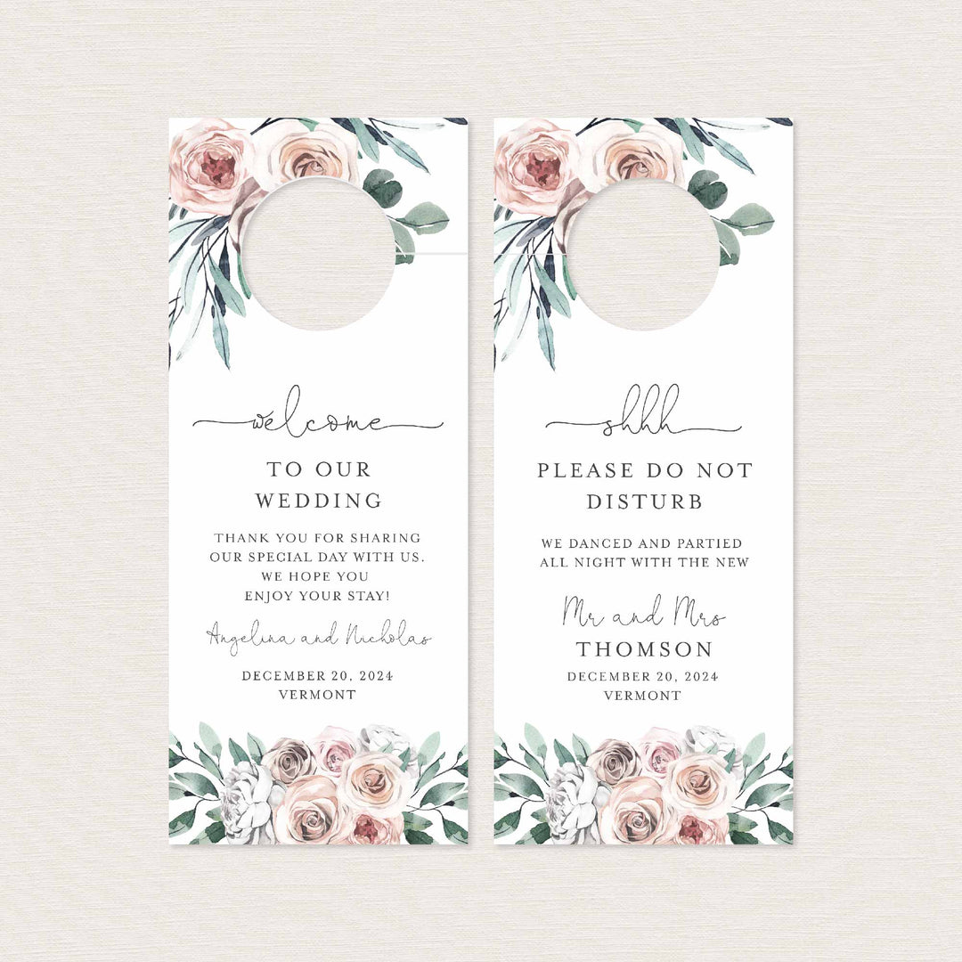 Boho Rose Wedding Door Hanger Printable