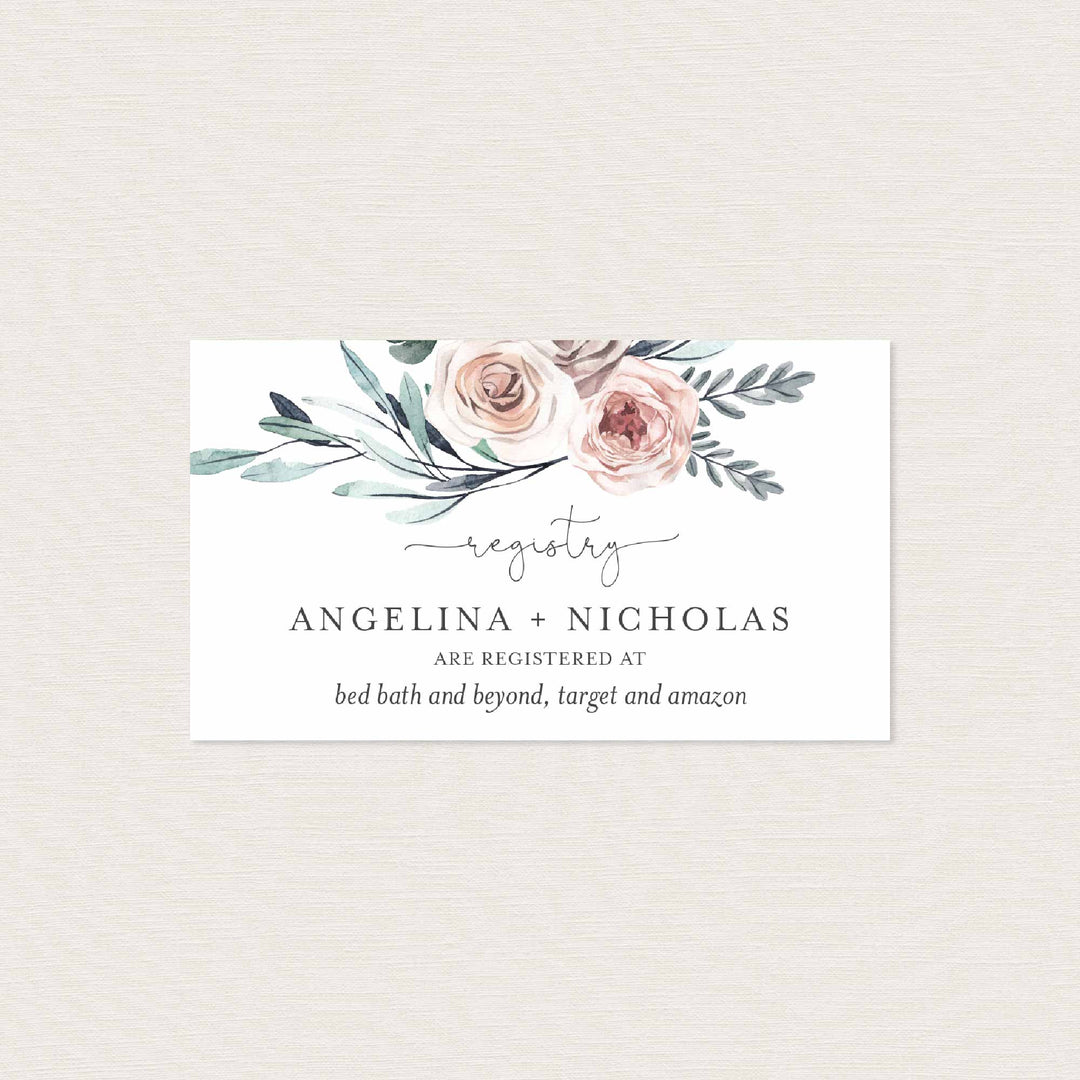 Boho Rose Wedding Registry Card Printable