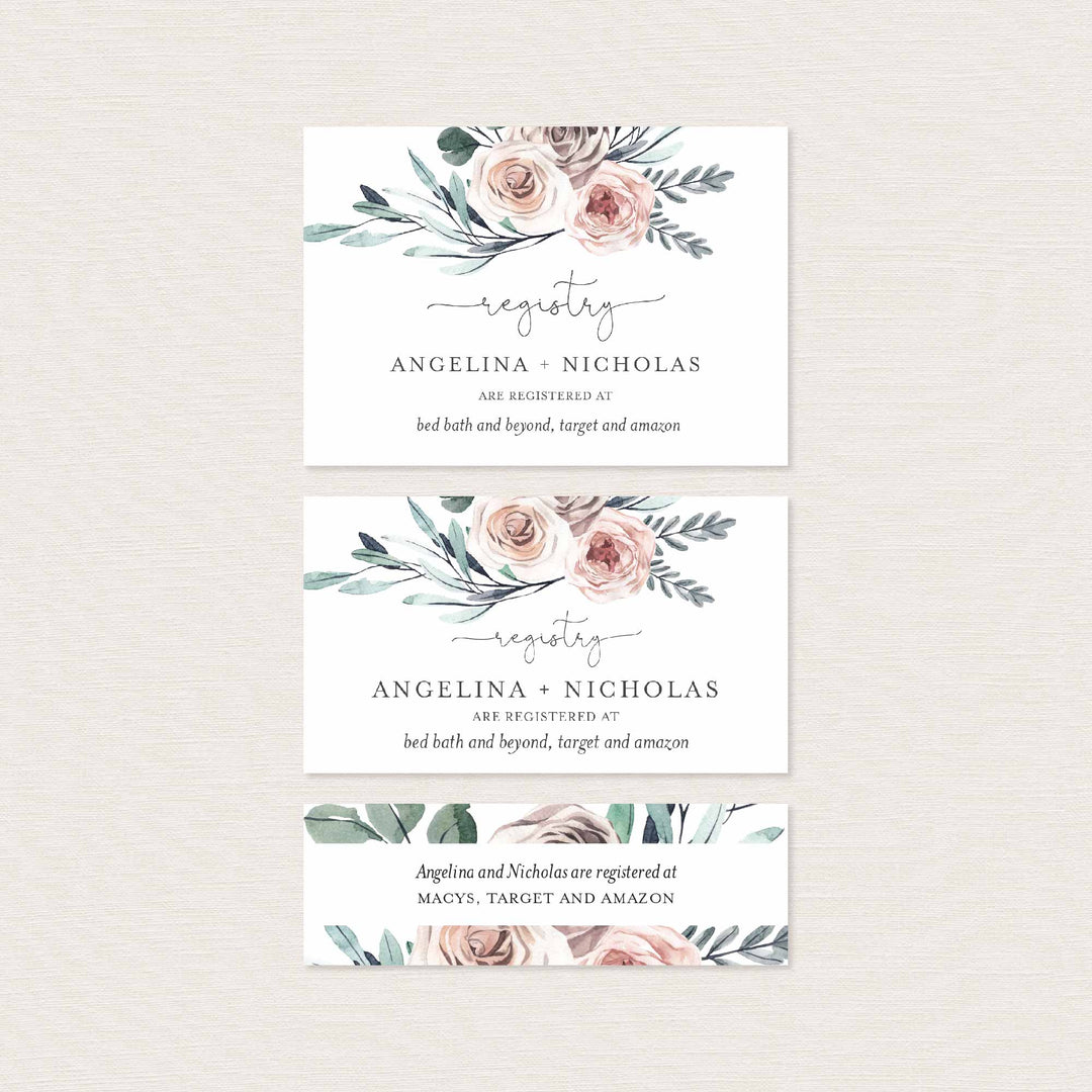 Boho Rose Wedding Registry Card Printable