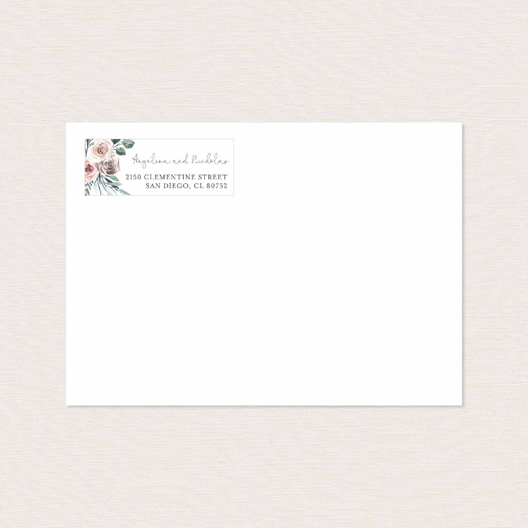 Boho Rose Wedding Return Address Label Printable