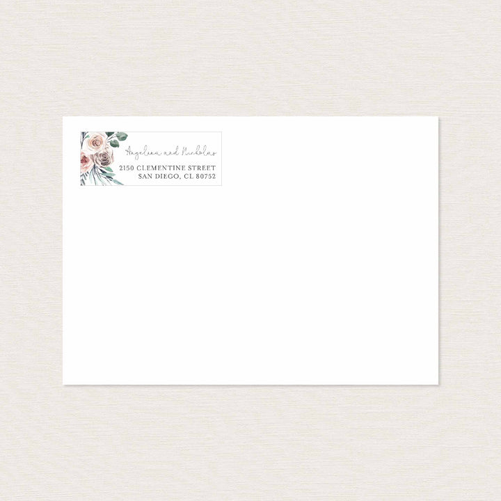 Boho Rose Wedding Return Address Label Printable