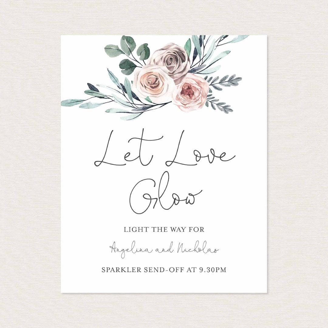 Boho Rose Wedding Sparkler Send Off Sign Printable