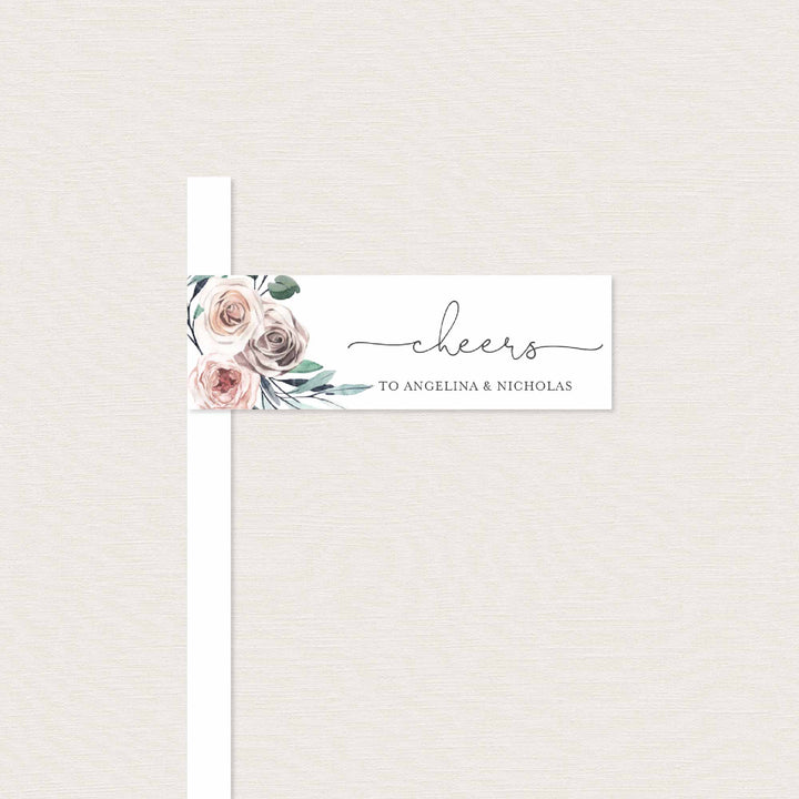 Boho Rose Wedding Straw Flag Printable