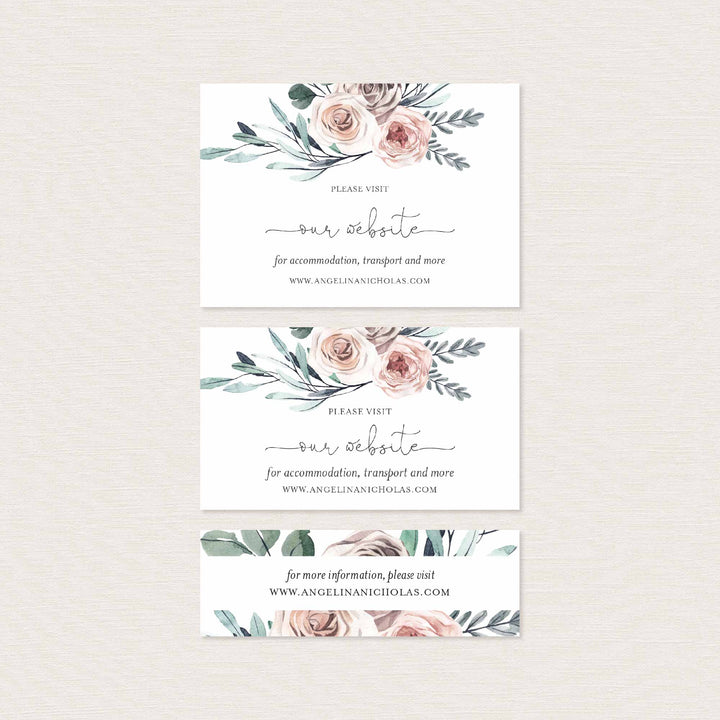 Boho Rose Wedding Website Card Printable