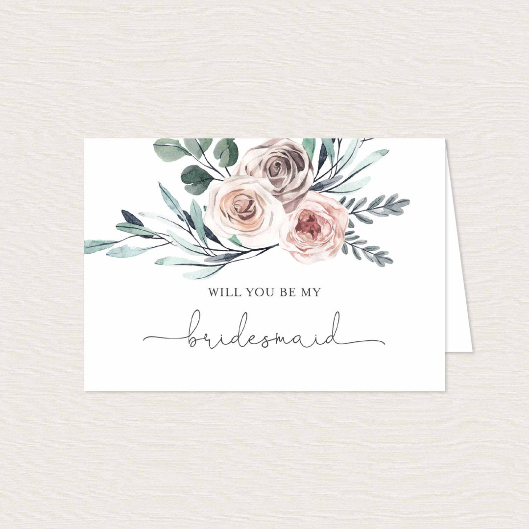 Boho Rose Wedding Proposal Card Printable