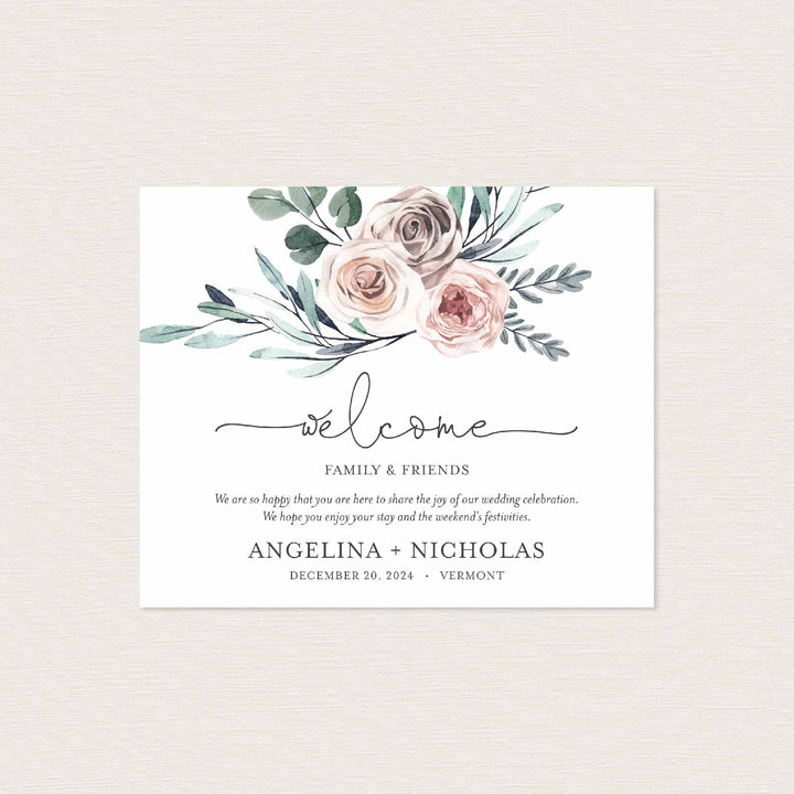 Boho Rose Wedding Welcome Bag Label Printable