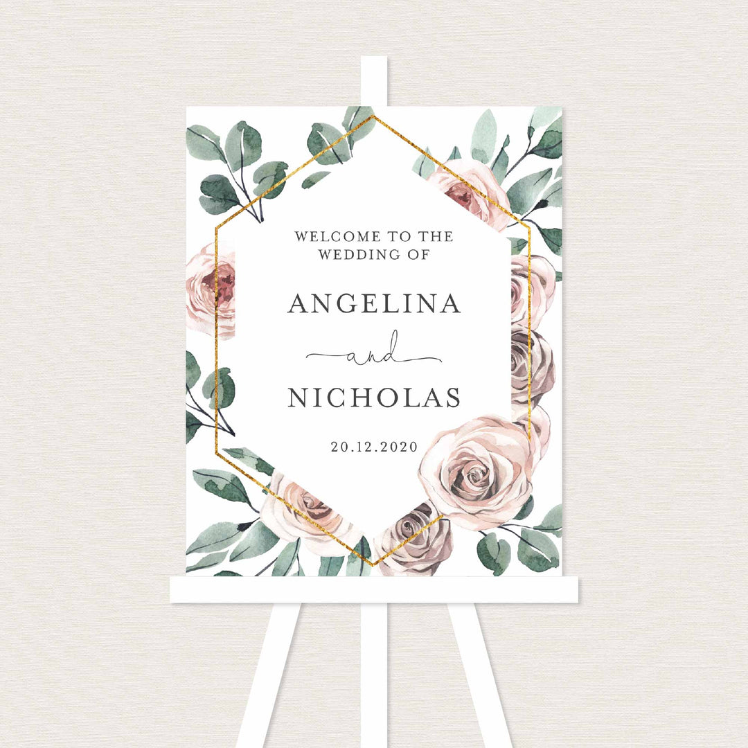 Boho Rose Wedding Welcome Sign Printable