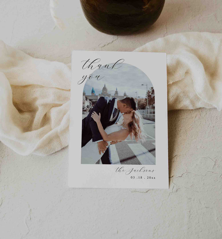 Simple Minimal Wedding Photo Thank You Card Printable