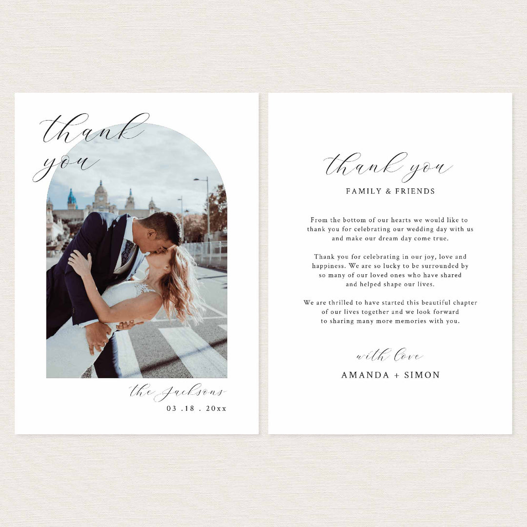 Simple Minimal Wedding Photo Thank You Card Printable