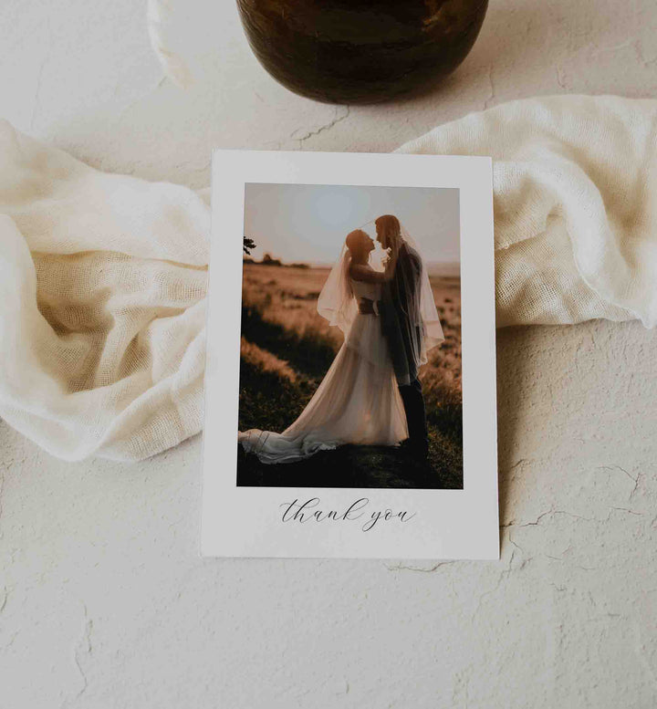 Simple Minimal Wedding Photo Thank You Card Printable