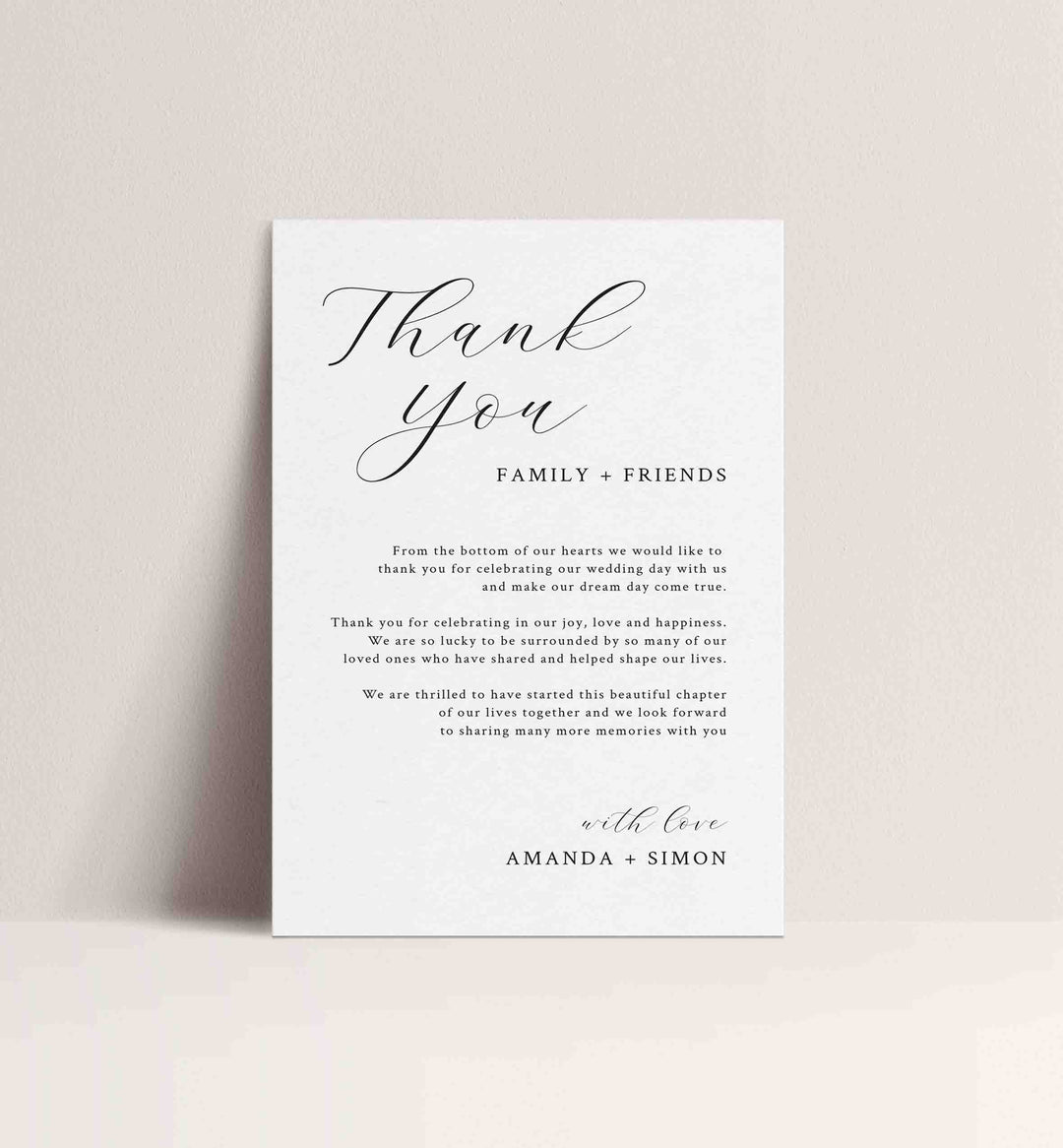 Simple Minimal Wedding Thank You Note Printable